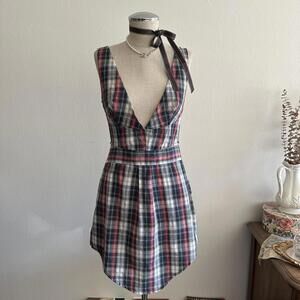 Handmade plaid dress repurposed from a shirt